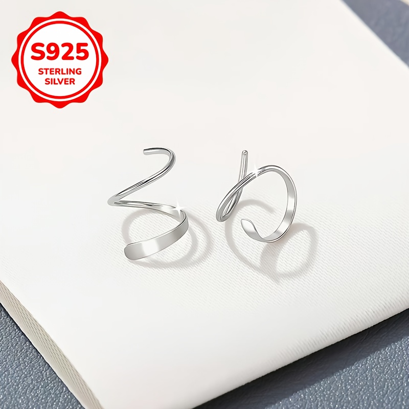 S925 Sterling Silver Spiral Earrings Hypoallergenic